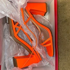 Neon Orange Strappy Heels